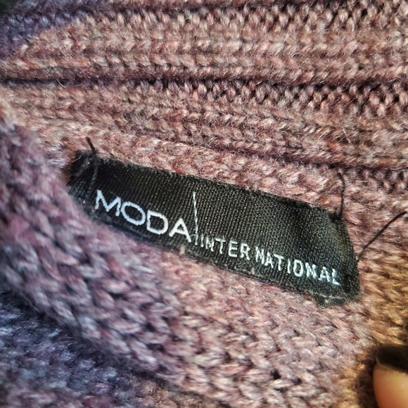 Moda International Dusty Purple Cardigan. Heathered. Waterfall Wool Blend Xl - Picture 6 of 8